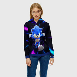 Толстовка-худи женская Sonic running, цвет: 3D-синий — фото 2