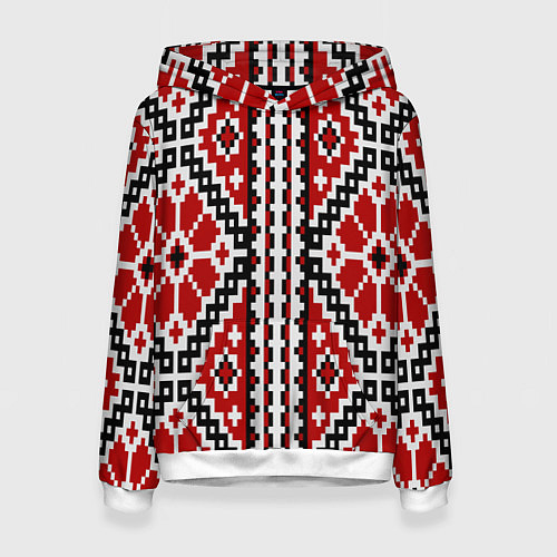 Женская толстовка Вышивка геометрический узор крест / 3D-Белый – фото 1
