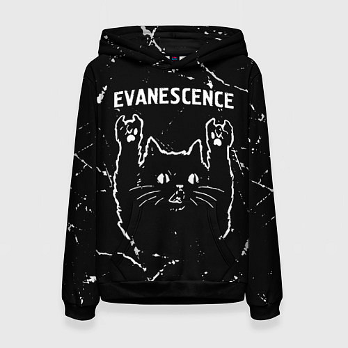 Женская толстовка Группа Evanescence и рок кот / 3D-Черный – фото 1