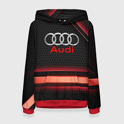 Толстовка-худи женская Audi абстракция карбон, цвет: 3D-красный