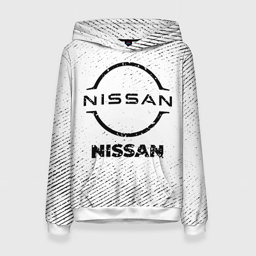 Женская толстовка Nissan с потертостями на светлом фоне / 3D-Белый – фото 1