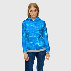 Толстовка-худи женская Абстрактные волны бассейна - текстура, цвет: 3D-меланж — фото 2