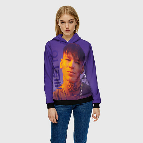 Женская толстовка Niletto на фиолетовом фоне / 3D-Черный – фото 3