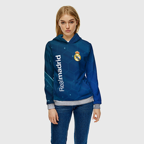 Женская толстовка Real madrid голубая абстракция / 3D-Меланж – фото 3