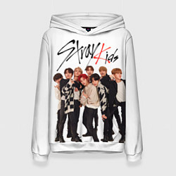 Толстовка-худи женская Stray Kids white background, цвет: 3D-белый