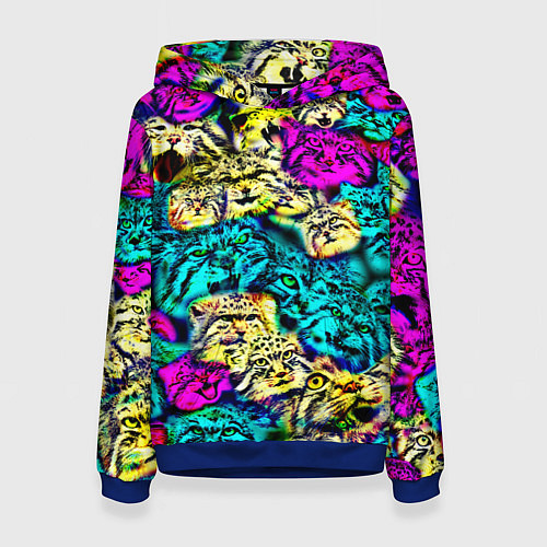 Женская толстовка Психоделические манулы / 3D-Синий – фото 1