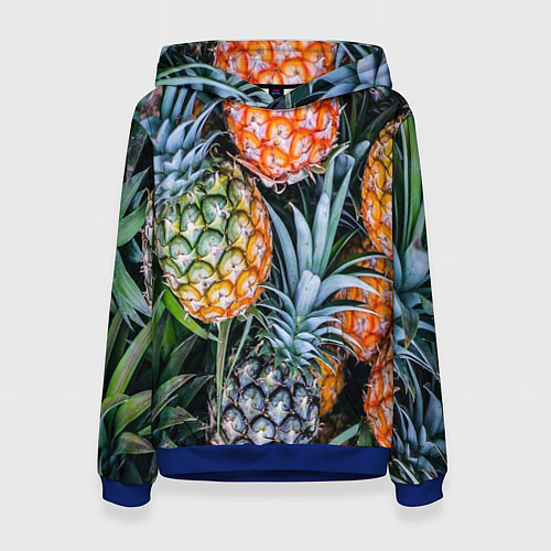 Женская толстовка Фон из ананасов / 3D-Синий – фото 1