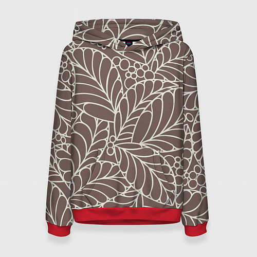 Женская толстовка Кофеиновый паттерн из листьев / 3D-Красный – фото 1
