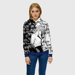 Толстовка-худи женская Макима - Надписи - черно-белый, цвет: 3D-синий — фото 2