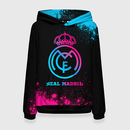 Женская толстовка Real Madrid - neon gradient / 3D-Черный – фото 1