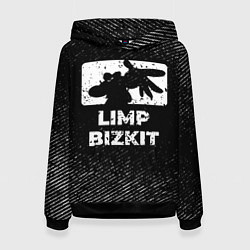 Толстовка-худи женская Limp Bizkit с потертостями на темном фоне, цвет: 3D-черный