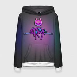 Толстовка-худи женская Stray logo neon, цвет: 3D-белый