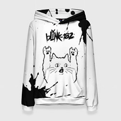 Женская толстовка Blink 182 рок кот на светлом фоне