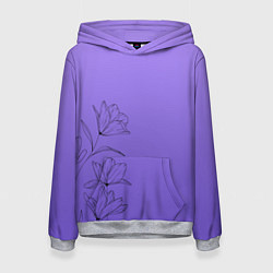 Женская толстовка Красивый фиолетовый градиент с цветами