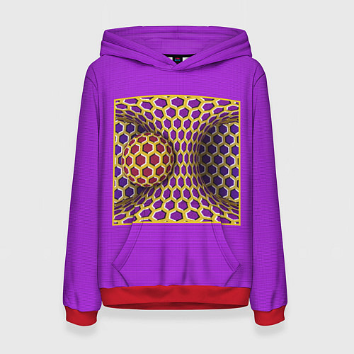 Женская толстовка Вращающийся шар - оптическая иллюзия / 3D-Красный – фото 1