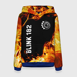 Толстовка-худи женская Blink 182 и пылающий огонь, цвет: 3D-синий