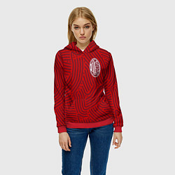 Толстовка-худи женская AC Milan отпечатки, цвет: 3D-красный — фото 2