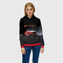 Толстовка-худи женская Audi sport - racing team, цвет: 3D-красный — фото 2