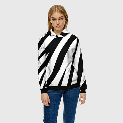 Женская толстовка Камуфляж зебры / 3D-Черный – фото 3