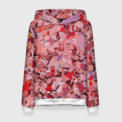 Толстовка-худи женская Розовые кубы, цвет: 3D-белый