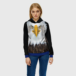Толстовка-худи женская Орёл в отражении, цвет: 3D-синий — фото 2