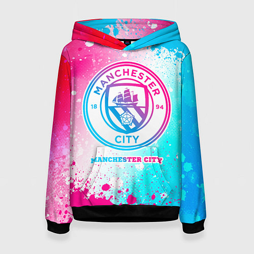 Женская толстовка Manchester City neon gradient style / 3D-Черный – фото 1