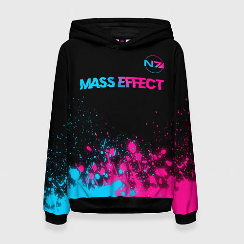 Женская толстовка Mass Effect - neon gradient: символ сверху / 3D-Черный – фото 1