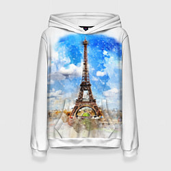 Женская толстовка Париж Эйфелева башня рисунок