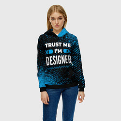 Толстовка-худи женская Trust me Im designer dark, цвет: 3D-черный — фото 2