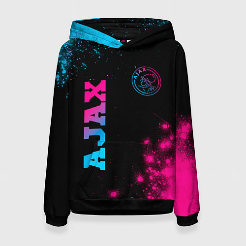 Женская толстовка Ajax - neon gradient: надпись, символ / 3D-Черный – фото 1