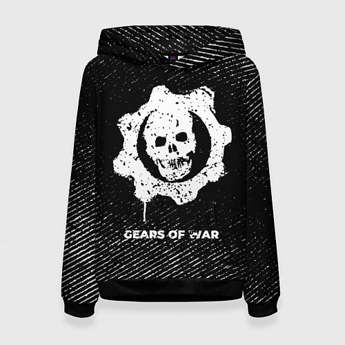 Женская толстовка Gears of War с потертостями на темном фоне / 3D-Черный – фото 1