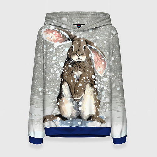 Женская толстовка Кролик Снежок Милый / 3D-Синий – фото 1