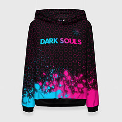 Толстовка-худи женская Dark Souls - neon gradient: символ сверху, цвет: 3D-черный