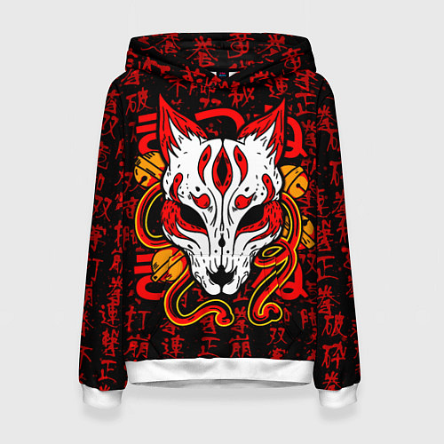 Женская толстовка Кицунэ японская лиса / 3D-Белый – фото 1