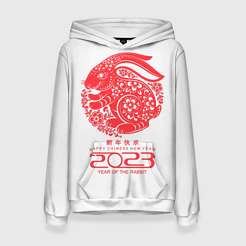 Женская толстовка Happy chinese New Year, 2023 year of the rabbit / 3D-Белый – фото 1