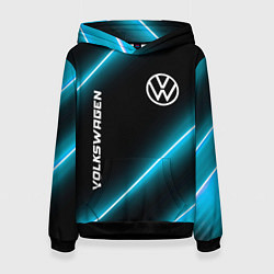 Толстовка-худи женская Volkswagen неоновые лампы, цвет: 3D-черный
