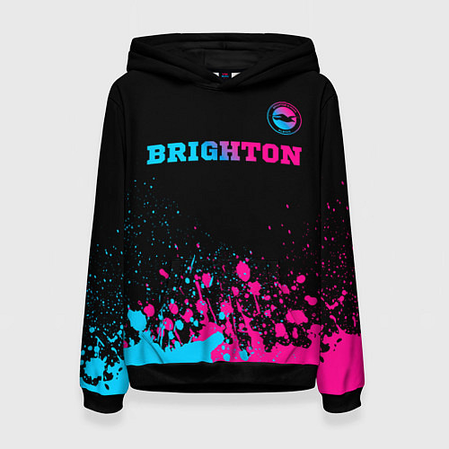 Женская толстовка Brighton - neon gradient: символ сверху / 3D-Черный – фото 1