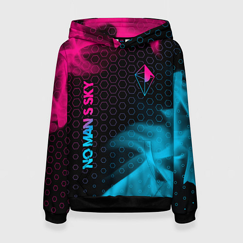 Женская толстовка No Mans Sky - neon gradient: надпись, символ / 3D-Черный – фото 1
