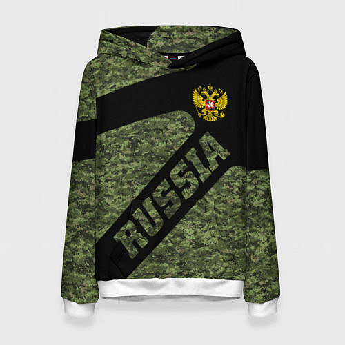 Женская толстовка Камуфляж - RUSSIA / 3D-Белый – фото 1