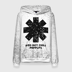 Толстовка-худи женская Red Hot Chili Peppers с потертостями на светлом фо, цвет: 3D-белый