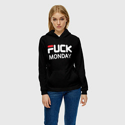 Толстовка-худи женская Fuck monday - antibrand, fila, цвет: 3D-черный — фото 2