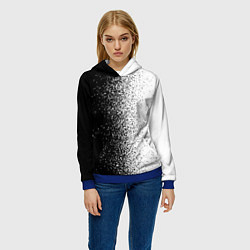 Толстовка-худи женская Брызги красок - Черно-белый, цвет: 3D-синий — фото 2