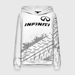 Толстовка-худи женская Infiniti speed на светлом фоне со следами шин: сим, цвет: 3D-белый