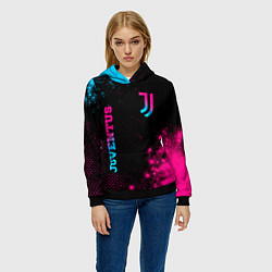 Толстовка-худи женская Juventus - neon gradient: надпись, символ, цвет: 3D-черный — фото 2