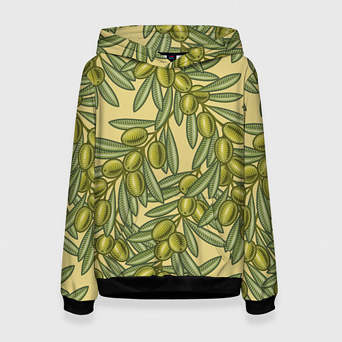 Женская толстовка Винтажные ветви оливок / 3D-Черный – фото 1