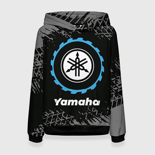 Женская толстовка Yamaha в стиле Top Gear со следами шин на фоне / 3D-Черный – фото 1