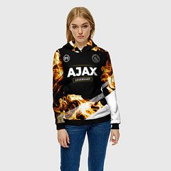 Толстовка-худи женская Ajax legendary sport fire, цвет: 3D-черный — фото 2