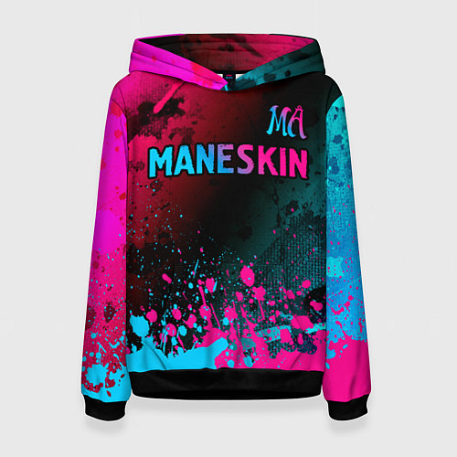 Женская толстовка Maneskin - neon gradient: символ сверху / 3D-Черный – фото 1