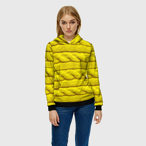 Женская толстовка Жёлтый свитер - Осень-Зима 2028 / 3D-Черный – фото 3