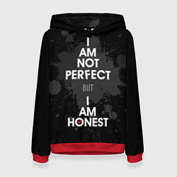 Толстовка-худи женская I am not perfect, but I am honest, цвет: 3D-красный